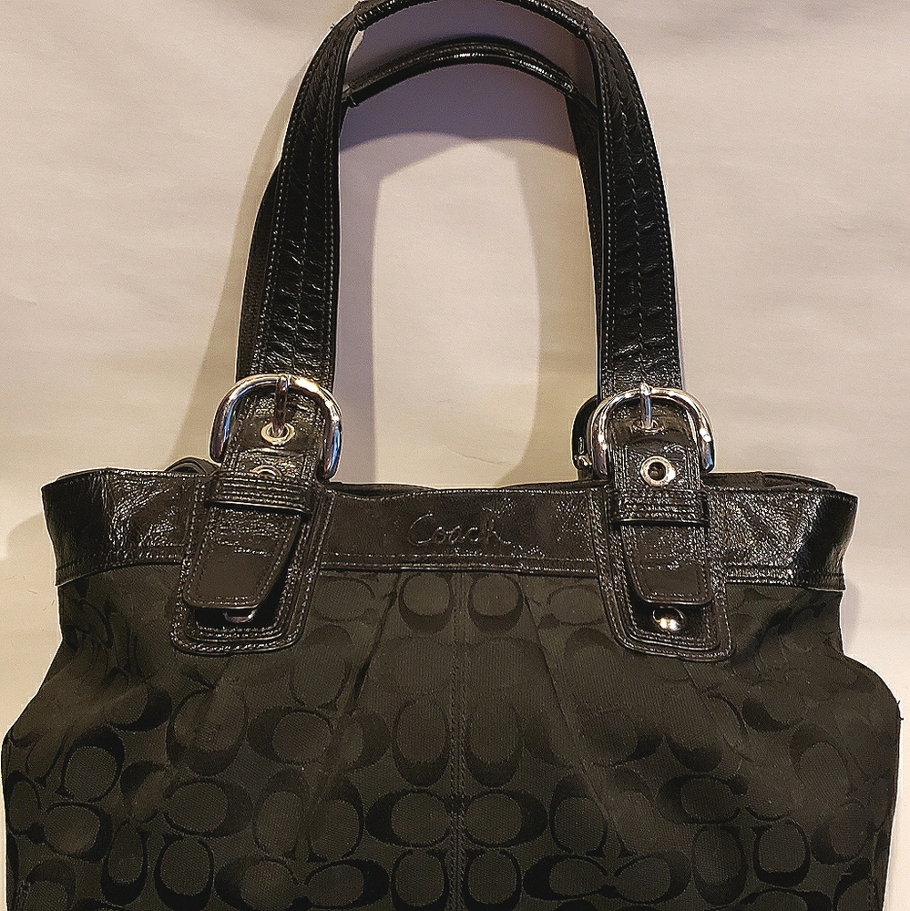Coach SOHO Signature Black Shoulder Bag
